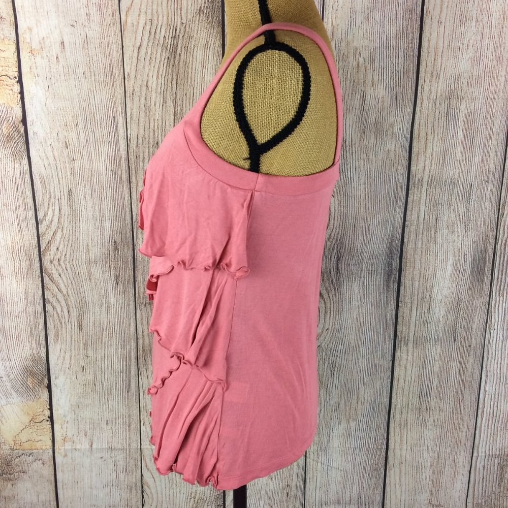 **SOLD** Pink Sleeveless Tiered Ruffle Tank Top - Picture 3 of 7